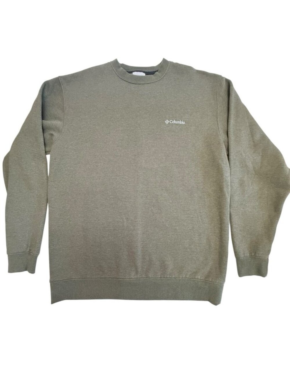 Columbia Mens Large Olive Green Crewneck Sweatshirt Fleece Pullover Logo
